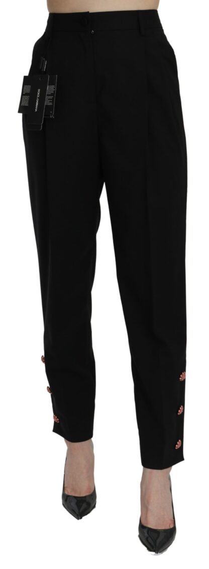 Dolce & Gabbana - Tapered High Waist Crystal Embellished Trousers