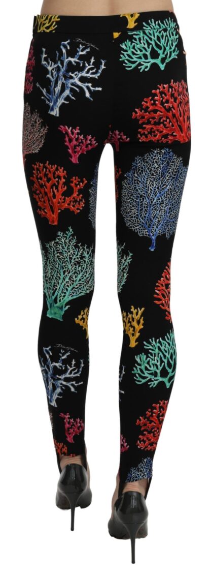 Dolce & Gabbana - Elegant High Waist Slim Leggings Coral Print