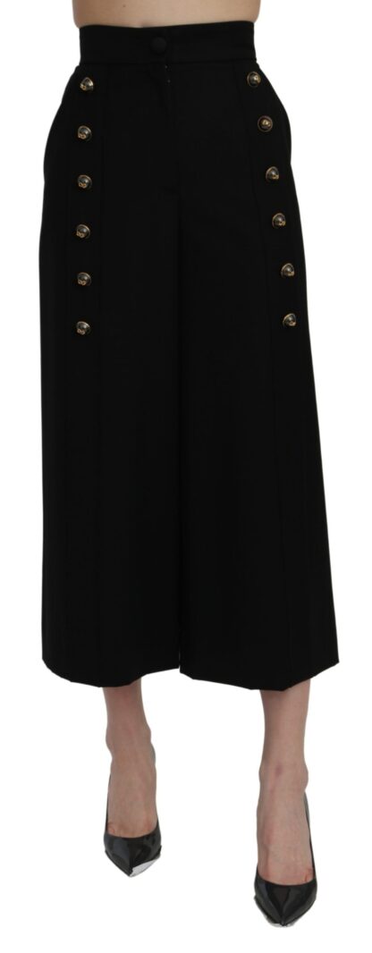 Dolce & Gabbana - Elegant High Waist Wide Leg Wool Pants