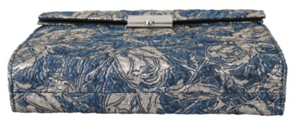 Dolce & Gabbana - Elegant Blue Croc-Print Briefcase Clutch