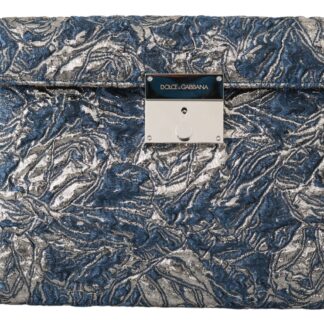 Dolce & Gabbana - Beige Velvet Croco-Print Leather Briefcase Clutch