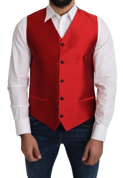 Dolce & Gabbana - Ravishing Red Silk Formal Vest