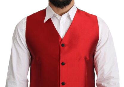 Dolce & Gabbana - Ravishing Red Silk Formal Vest