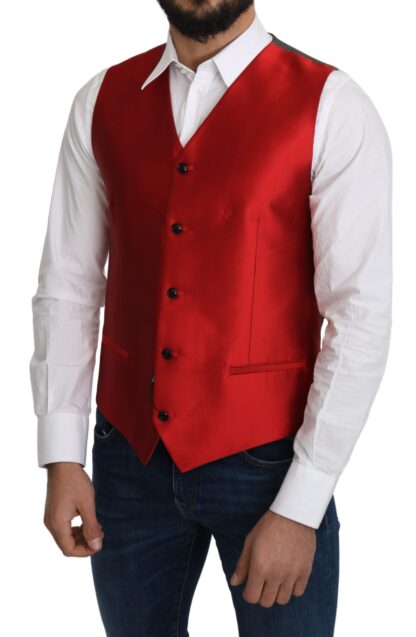 Dolce & Gabbana - Ravishing Red Silk Formal Vest