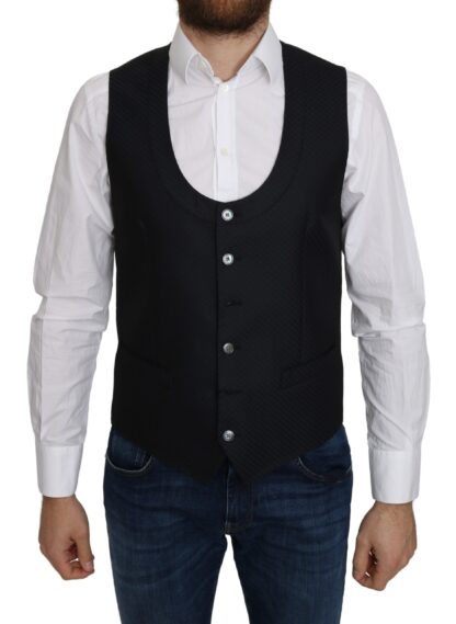 Dolce & Gabbana - Elegant Blue Silk-Blend Formal Vest