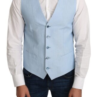 Dolce & Gabbana - Elegant Blue Silk-Blend Formal Vest