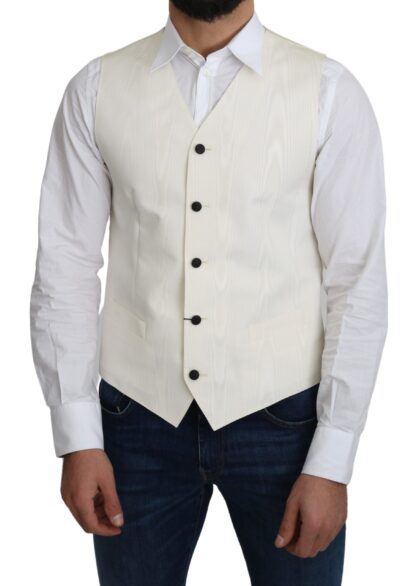 Dolce & Gabbana - Elegant Off-White Silk Formal Vest