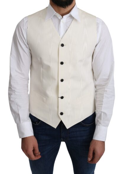 Dolce & Gabbana - Elegant Off-White Silk Formal Vest