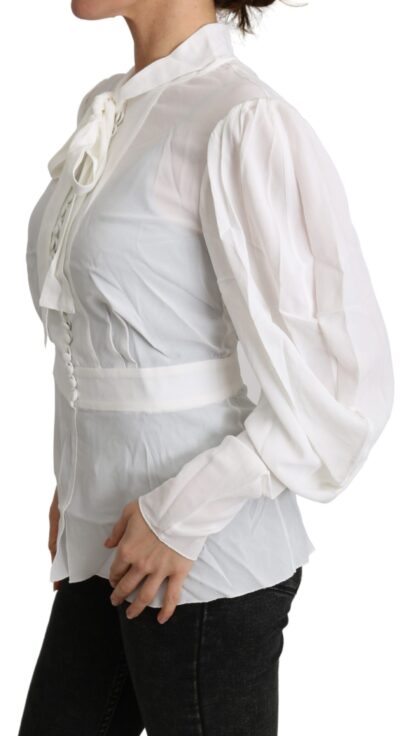 Dolce & Gabbana - Elegant White Scarf Neck Blouse