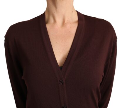 Dolce & Gabbana - Elegant Maroon Virgin Wool Cardigan