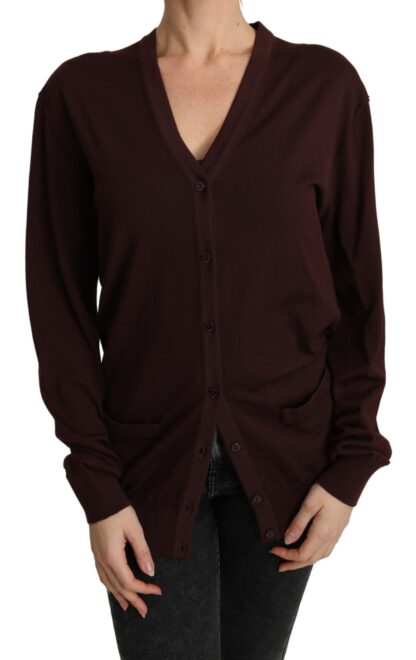 Dolce & Gabbana - Elegant Maroon Virgin Wool Cardigan