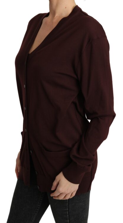 Dolce & Gabbana - Elegant Maroon Virgin Wool Cardigan