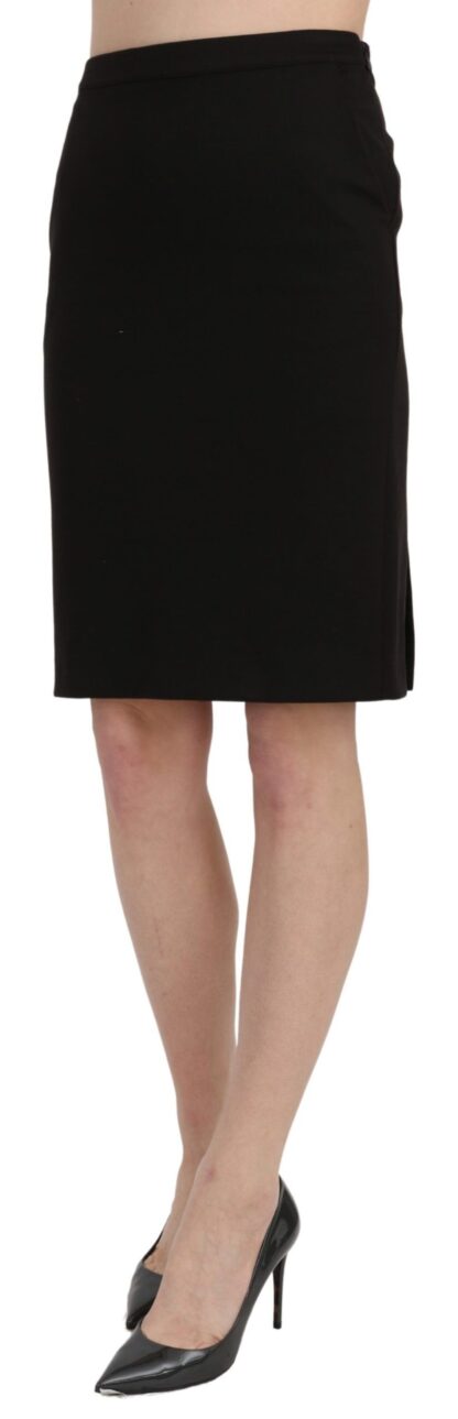 GF Ferre - Chic High Waist Black Linen Skirt