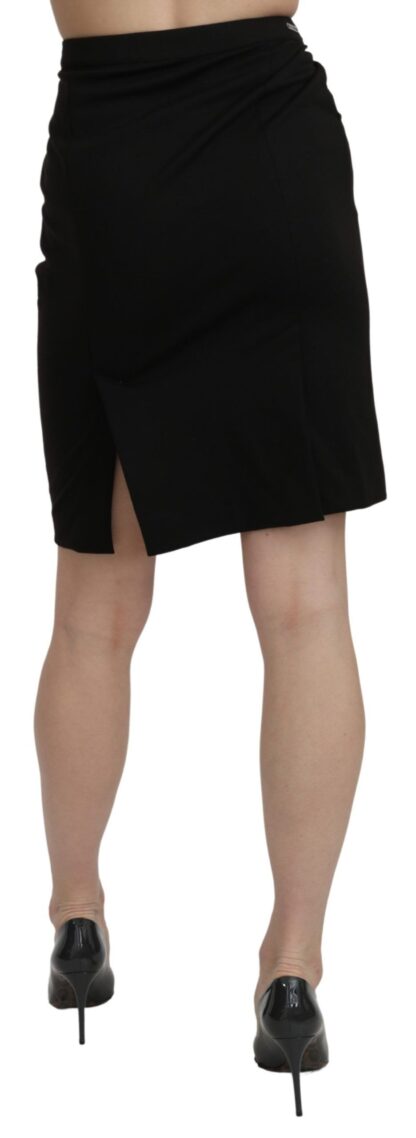 GF Ferre - Chic High Waist Black Linen Skirt