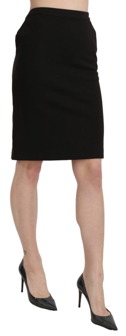 GF Ferre - Chic High Waist Black Linen Skirt