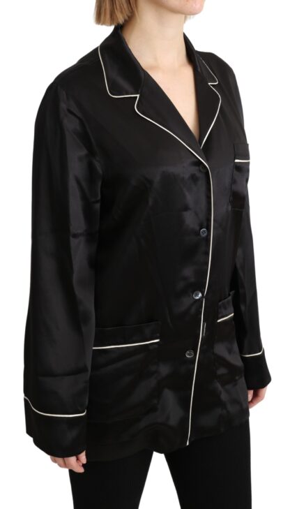 Dolce & Gabbana - Elegant Silk Black Button-Up Blouse