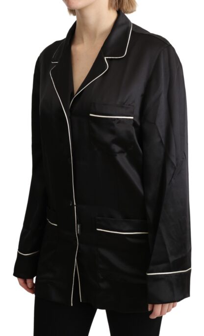 Dolce & Gabbana - Elegant Silk Black Button-Up Blouse