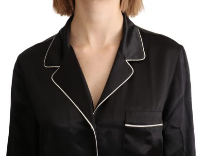 Dolce & Gabbana - Elegant Silk Black Button-Up Blouse