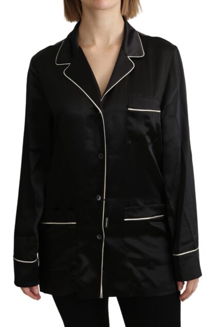 Dolce & Gabbana - Elegant Silk Black Button-Up Blouse