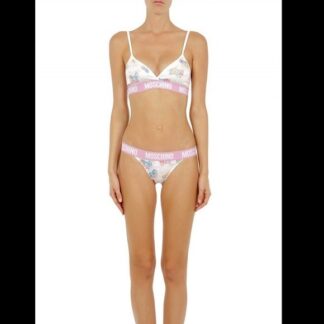 Dolce & Gabbana White Floral 2 Pc Bikini Top Bottom Beachwear Swimwear