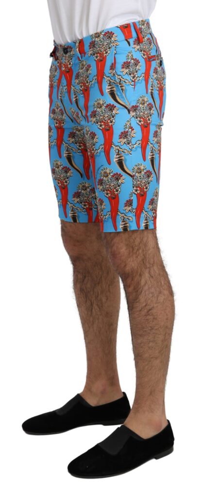 Dolce & Gabbana - Chic Blue Chili Print Casual Shorts