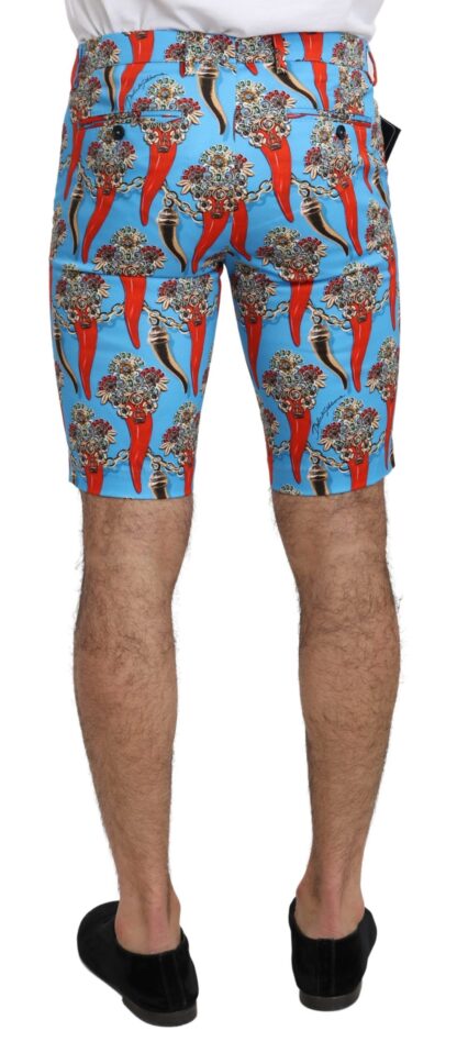 Dolce & Gabbana - Chic Blue Chili Print Casual Shorts