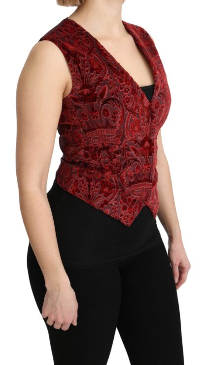 Dolce & Gabbana - Elegant Bordeaux Brocade Sleeveless Vest