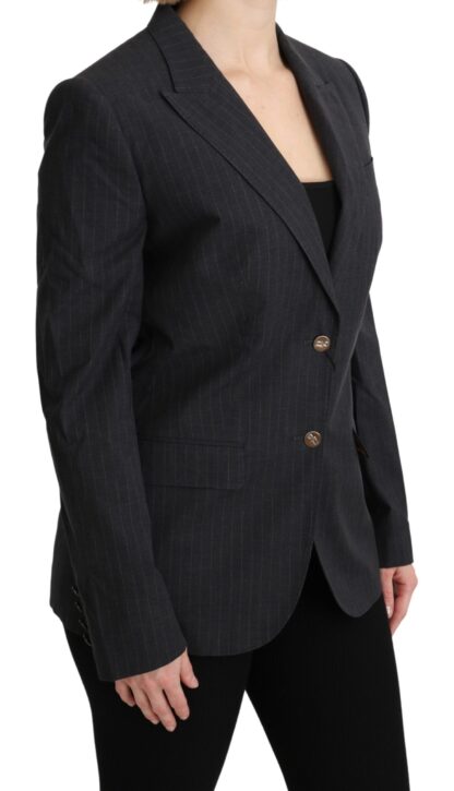 Dolce & Gabbana - Elegant Gray Striped Cotton Blazer