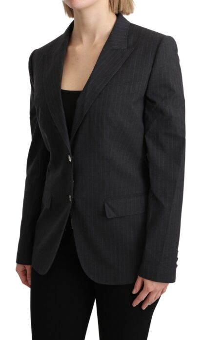 Dolce & Gabbana - Elegant Gray Striped Cotton Blazer