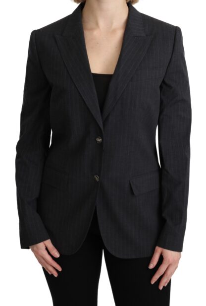 Dolce & Gabbana - Elegant Gray Striped Cotton Blazer