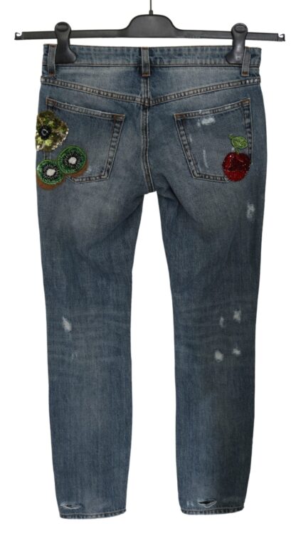 Dolce & Gabbana - Chic Blue Ripped Embellished Skinny Jeans