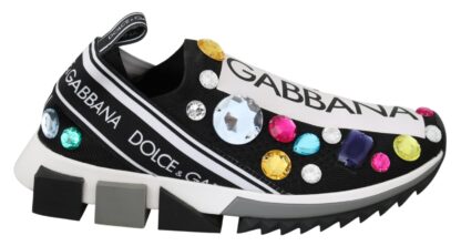 Dolce & Gabbana - Black Crystal-Embellished Low Top Sneakers