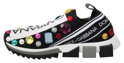 Dolce & Gabbana - Black Crystal-Embellished Low Top Sneakers