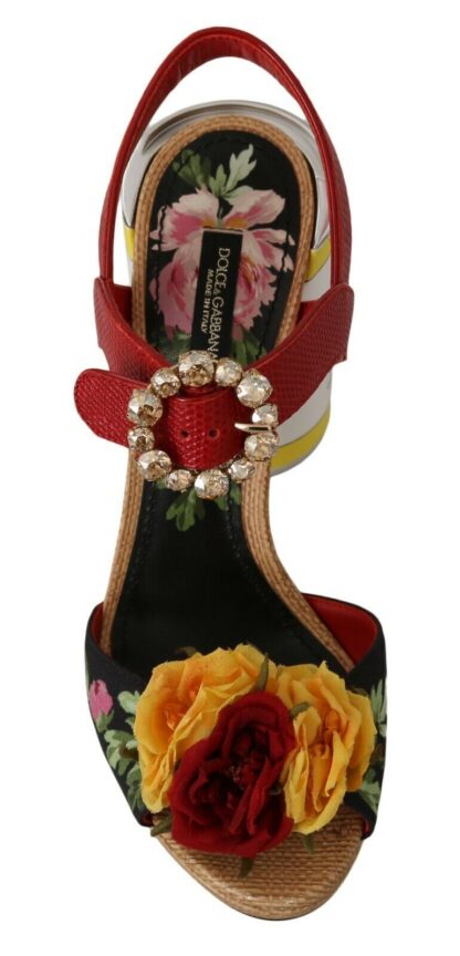 Dolce & Gabbana - Multicolor Floral Crystal Embellished Sandals