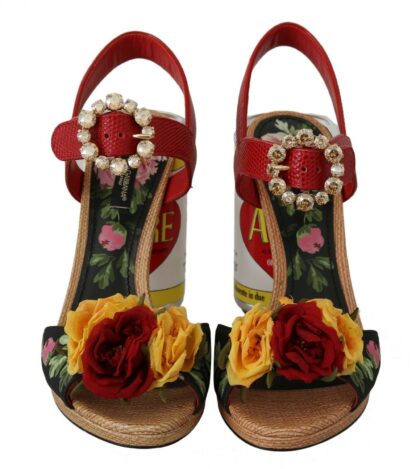 Dolce & Gabbana - Multicolor Floral Crystal Embellished Sandals