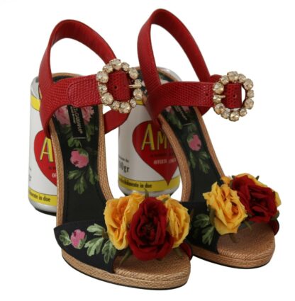 Dolce & Gabbana - Multicolor Floral Crystal Embellished Sandals