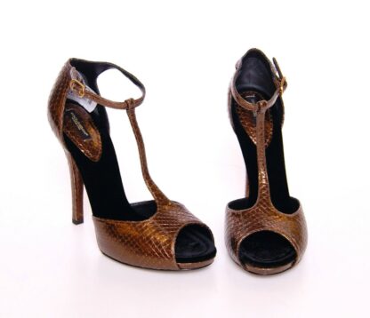 Dolce & Gabbana - Elegant Bronze Ankle Strap Heels