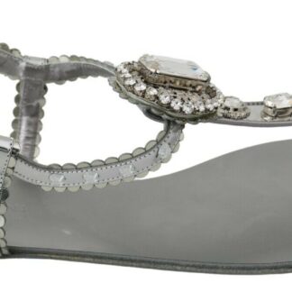 Dolce & Gabbana - Chic Gray Ankle Strap Heels with Gold Accents