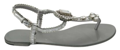 Dolce & Gabbana - Elegant Silver Flats with Crystal Embellishments