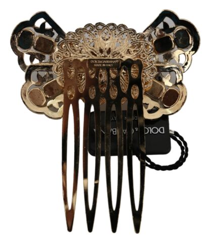 Dolce & Gabbana - Elegant Gold Crystal Bow Hair Comb