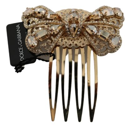 Dolce & Gabbana - Elegant Gold Crystal Bow Hair Comb