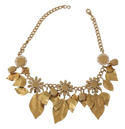 Dolce & Gabbana - Elegant Crystal Charms Leaves Pendant Necklace