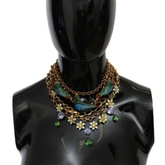 Dolce & Gabbana - Elegant Gold Floral Crystal Statement Necklace