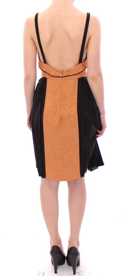 FILOS - Silk Bronze & Black Sleeveless Sheath Dress