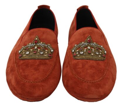 Dolce & Gabbana - Elegant Orange Leather Moccasin Slippers