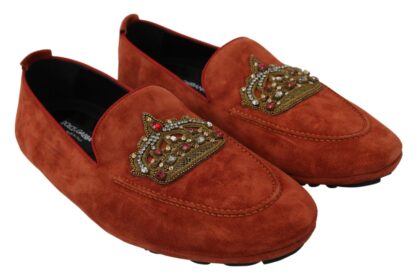 Dolce & Gabbana - Elegant Orange Leather Moccasin Slippers