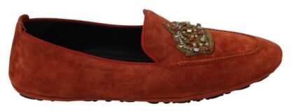 Dolce & Gabbana - Elegant Orange Leather Moccasin Slippers