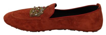 Dolce & Gabbana - Elegant Orange Leather Moccasin Slippers