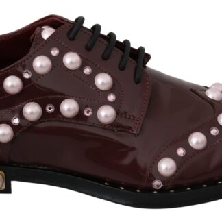 Dolce & Gabbana - Elegant Pink Crystal-Embellished Lace-Up Flats