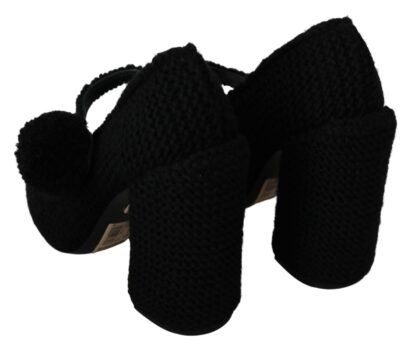 Dolce & Gabbana - Chic Black Wool-Knitted Mary Janes Pumps